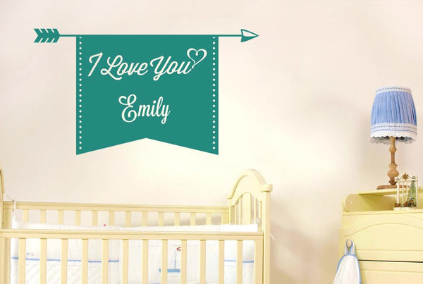 Personalised I Love You Arrow And Banner Wall Sticker