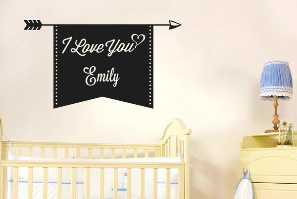 Personalised I Love You Arrow And Banner Wall Sticker