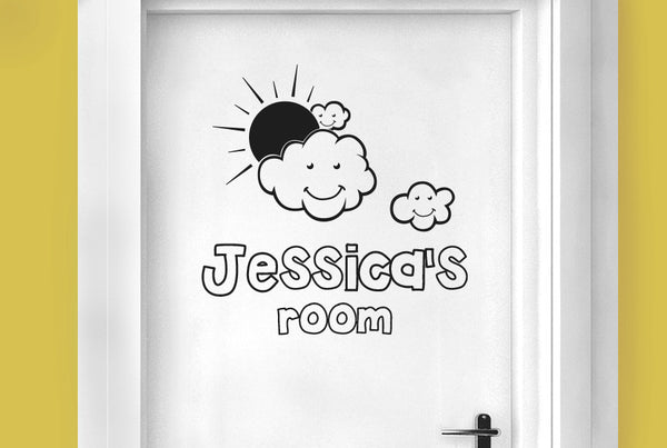 Personalised In The Clouds Kids Door Room Sticker