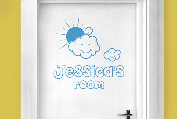 Personalised In The Clouds Kids Door Room Sticker