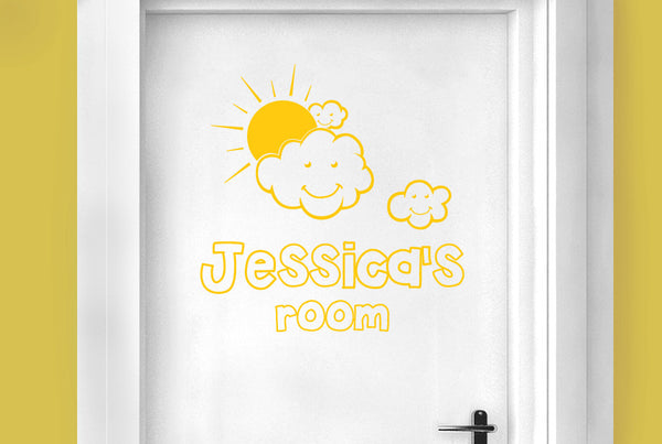Personalised In The Clouds Kids Door Room Sticker
