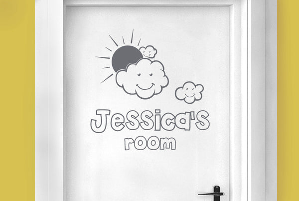Personalised In The Clouds Kids Door Room Sticker
