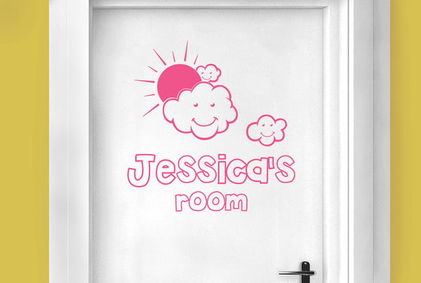 Personalised In The Clouds Kids Door Room Sticker