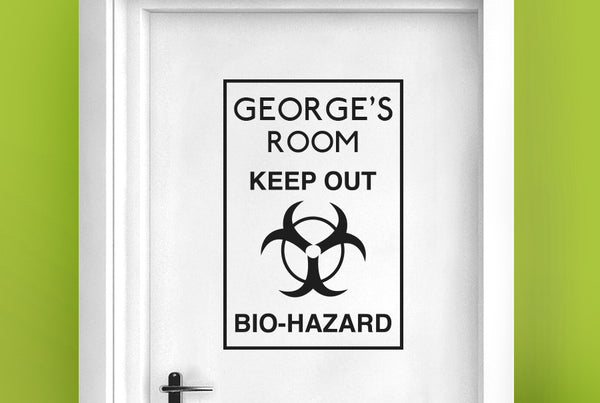 Personalised Keep Out Bio-Hazard Boys Door Room Sticker