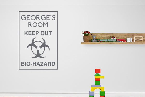 Personalised Keep Out Bio-Hazard Boys Room Sign Wall Sticker