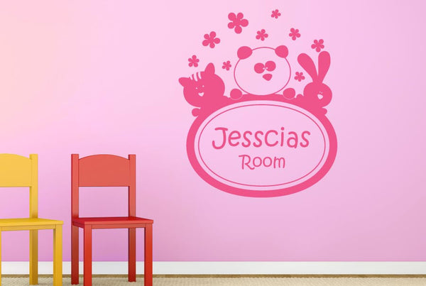 Personalised Kitten Panda Rabbit Kids Room Wall Sticker