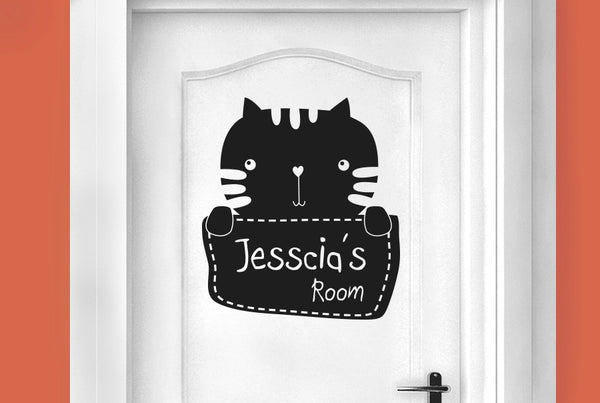 Personalised Kitty Rabbit Kids Door Room Sticker