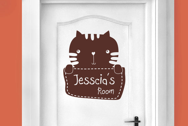 Personalised Kitty Rabbit Kids Door Room Sticker