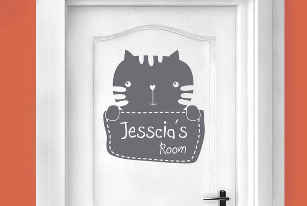 Personalised Kitty Rabbit Kids Door Room Sticker