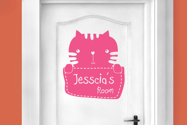 Personalised Kitty Rabbit Kids Door Room Sticker