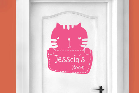 Personalised Kitty Rabbit Kids Door Room Sticker
