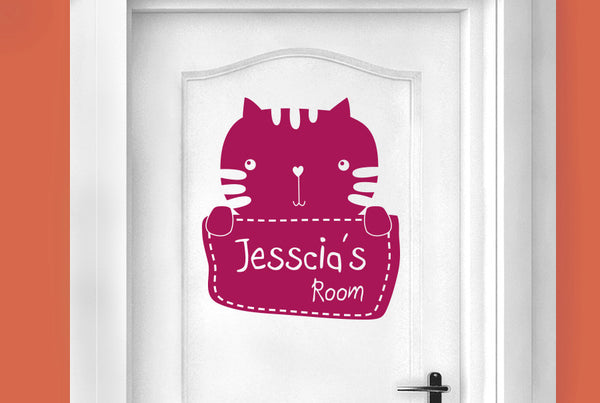 Personalised Kitty Rabbit Kids Door Room Sticker