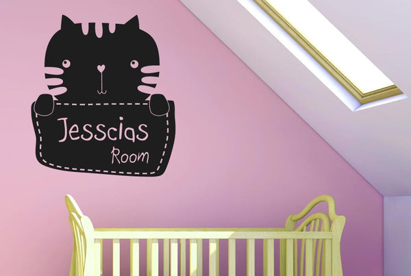 Personalised Kitty Kids Room Sign Wall Sticker