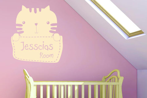 Personalised Kitty Kids Room Sign Wall Sticker