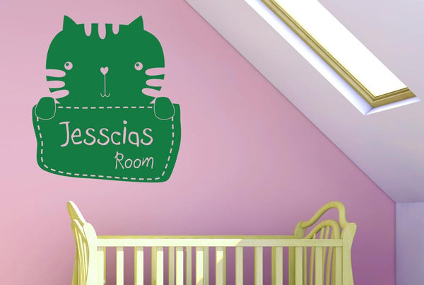 Personalised Kitty Kids Room Sign Wall Sticker