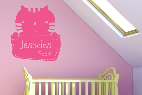 Personalised Kitty Kids Room Sign Wall Sticker