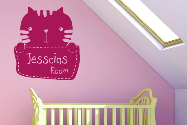 Personalised Kitty Kids Room Sign Wall Sticker