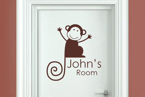 Personalised Monkey Boys Door Room Sticker