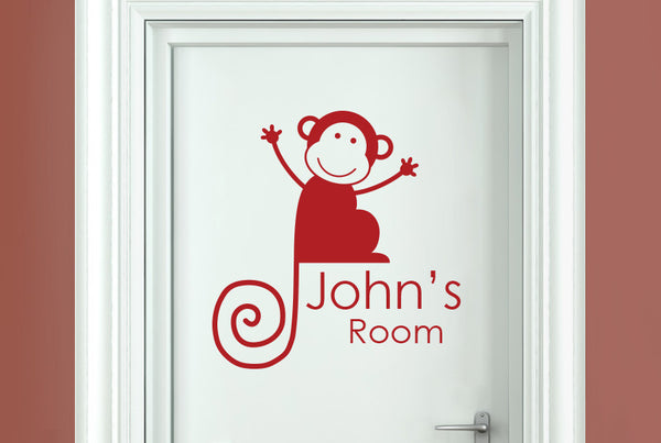 Personalised Monkey Boys Door Room Sticker