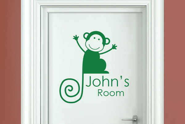 Personalised Monkey Boys Door Room Sticker