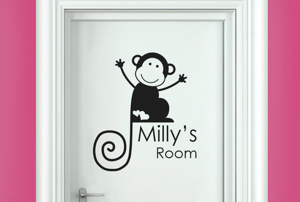 Personalised Monkey Girls Door Room Sticker