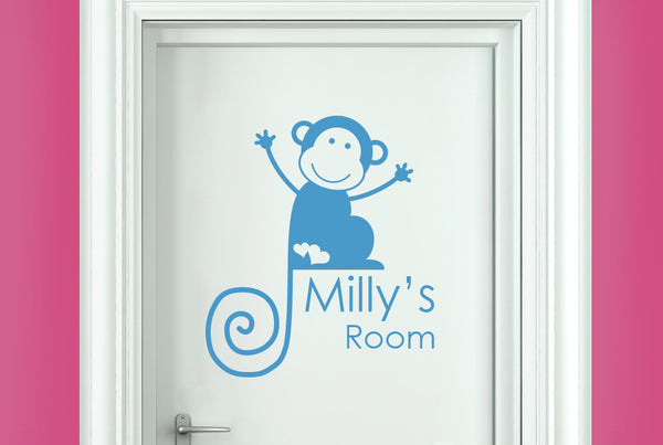 Personalised Monkey Girls Door Room Sticker