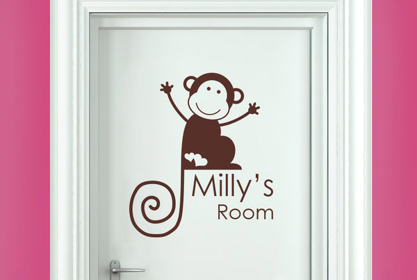 Personalised Monkey Girls Door Room Sticker