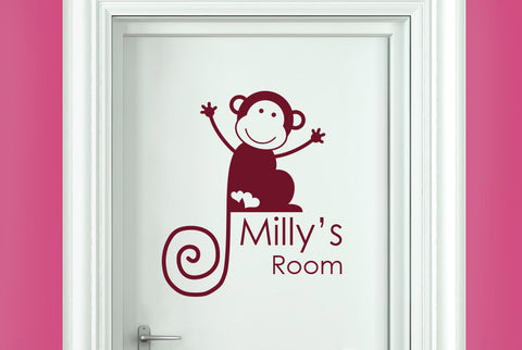 Personalised Monkey Girls Door Room Sticker