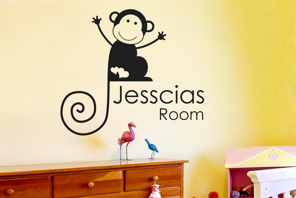 Personalised Monkey Girls Room Sign Wall Sticker