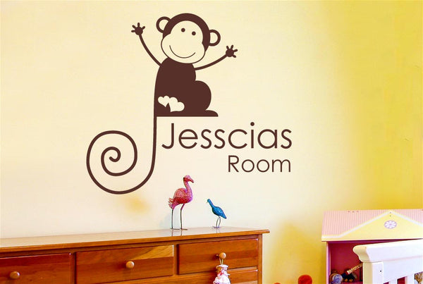 Personalised Monkey Girls Room Sign Wall Sticker