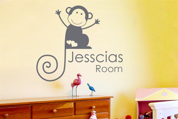 Personalised Monkey Girls Room Sign Wall Sticker
