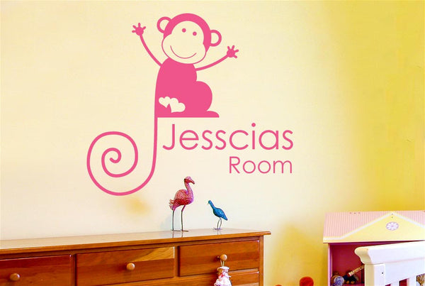 Personalised Monkey Girls Room Sign Wall Sticker