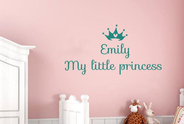 Personalised My Little Princess With Heart Crown Wall Sticker