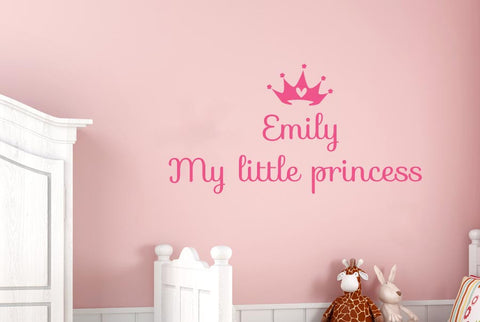Personalised My Little Princess With Heart Crown Wall Sticker