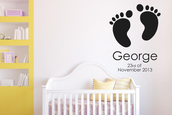 Personalised Name & Babys Birth Date feet Wall Sticker