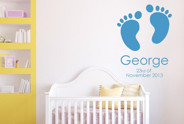 Personalised Name & Babys Birth Date feet Wall Sticker