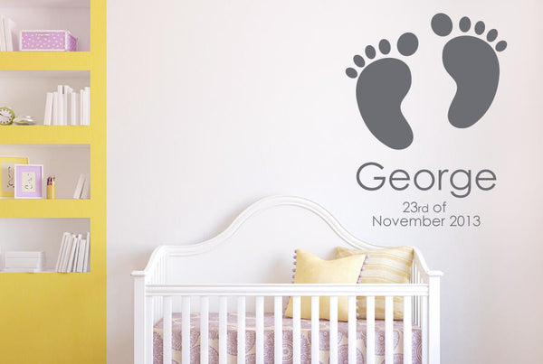 Personalised Name & Babys Birth Date feet Wall Sticker