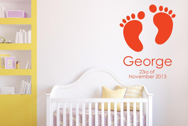 Personalised Name & Babys Birth Date feet Wall Sticker