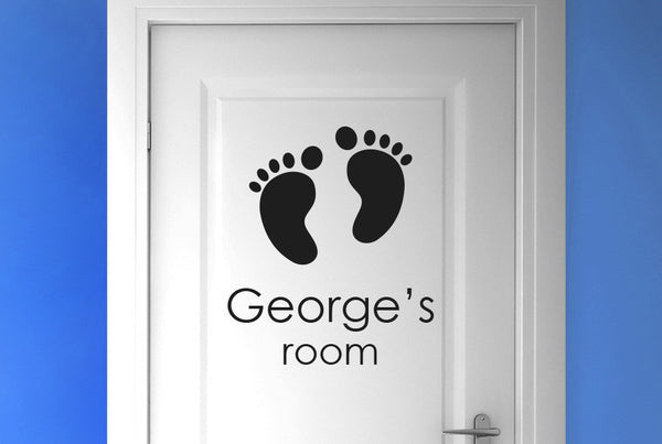 Personalised Name Babys Birth Footprints Door Room Sticker