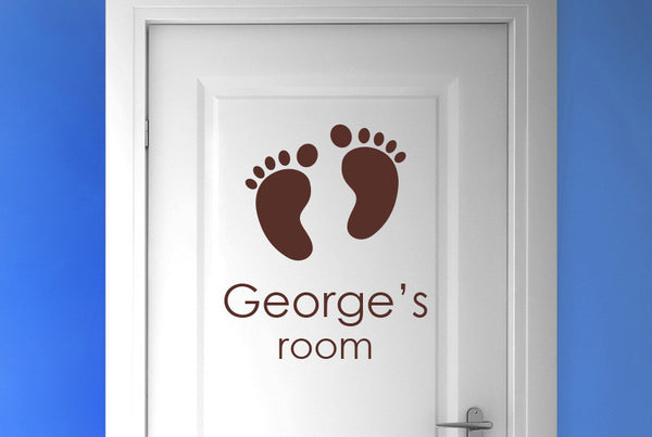 Personalised Name Babys Birth Footprints Door Room Sticker