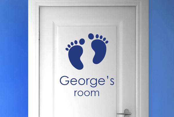 Personalised Name Babys Birth Footprints Door Room Sticker