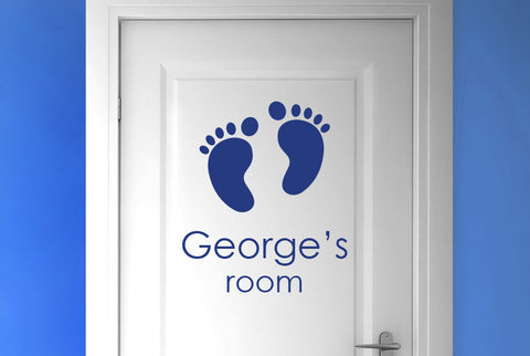 Personalised Name Babys Birth Footprints Door Room Sticker