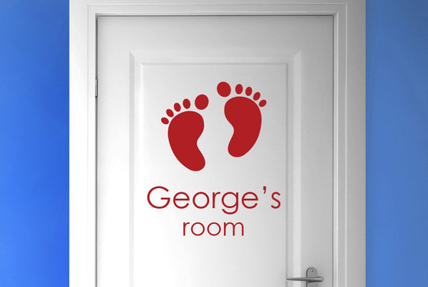 Personalised Name Babys Birth Footprints Door Room Sticker