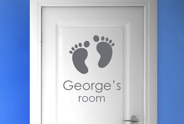 Personalised Name Babys Birth Footprints Door Room Sticker