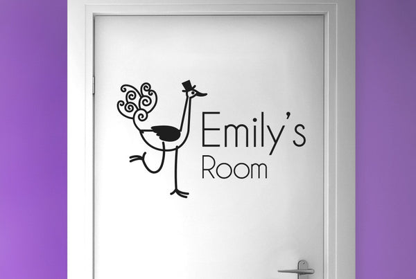 Personalised Ostrich Door Room Sticker