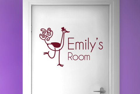 Personalised Ostrich Door Room Sticker