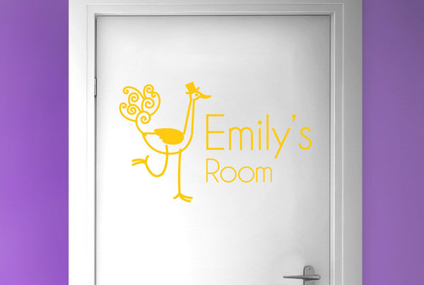 Personalised Ostrich Door Room Sticker