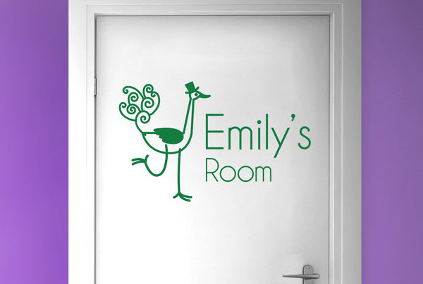 Personalised Ostrich Door Room Sticker