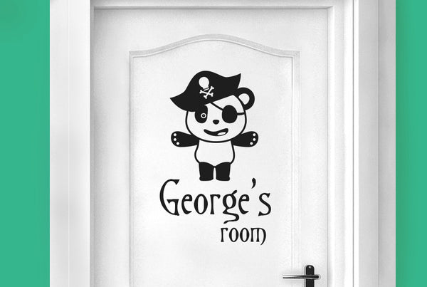 Personalised Pirate Panda Door Room Sticker