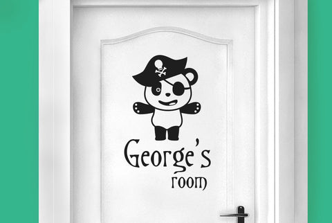 Personalised Pirate Panda Door Room Sticker